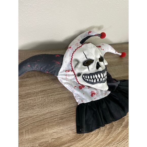 Adult Evil Jester Skull Mask Carnival OSFA Bloody Joker Halloween Costume Prop - Picture 8 of 10
